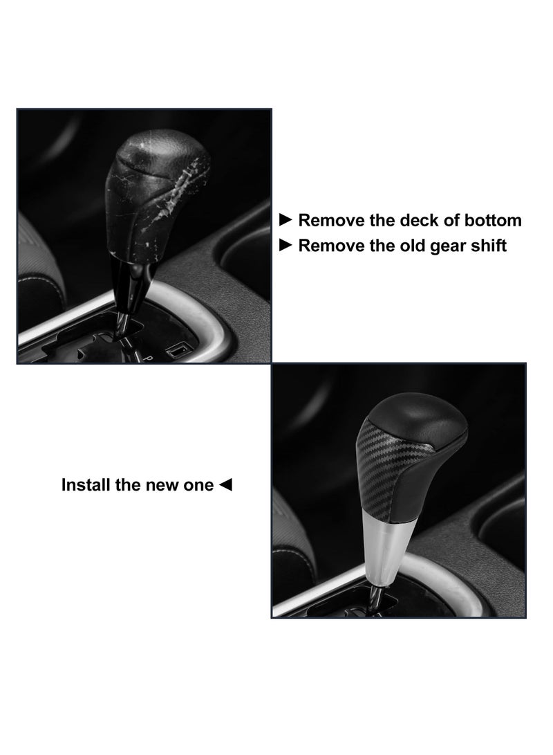 Automatic Gear Shift Knob for Toyota Land Cruiser 4Runner 2003-2021 Tundra Lexus LX Black Faux Leather Carbon Fiber Pattern - Image 4