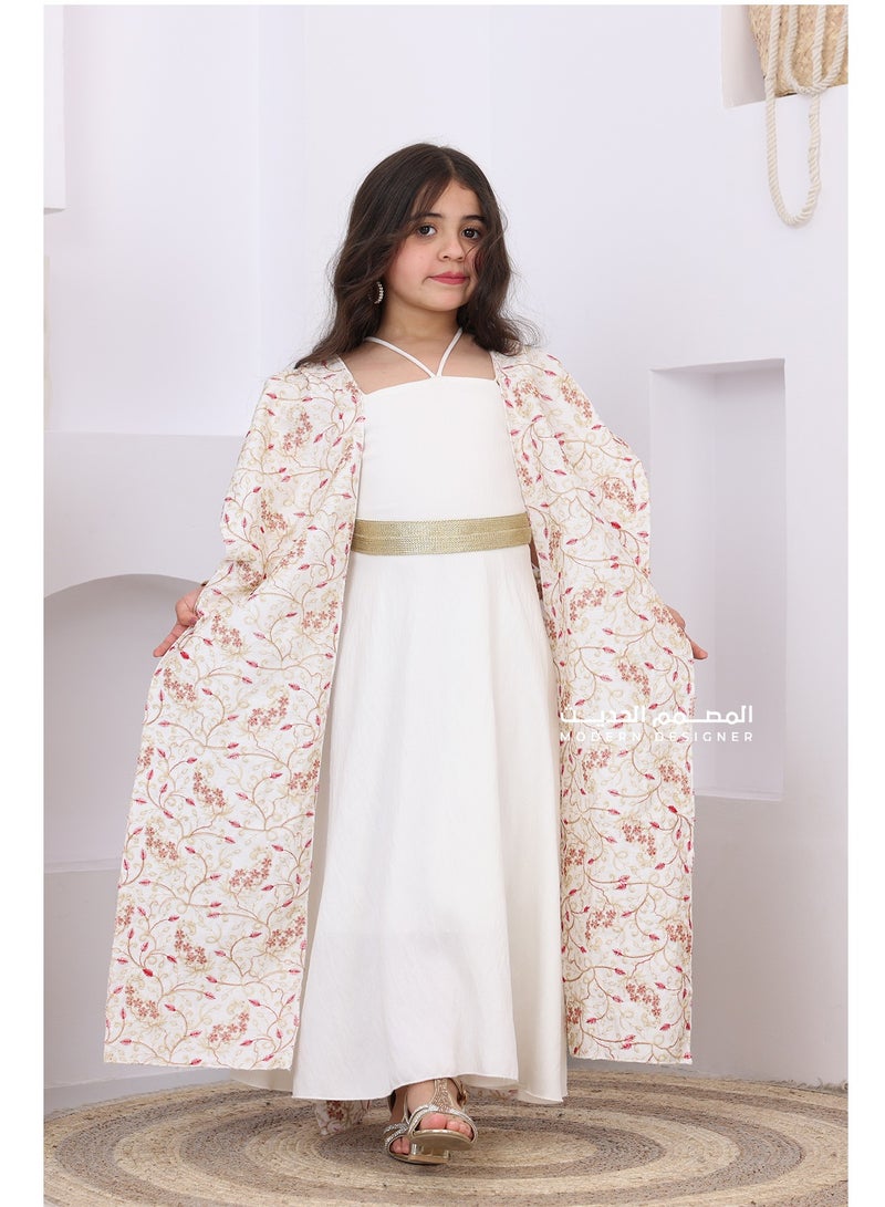 Modern Design Luxurious girls' jalabiya for Eid. A distinctive and luxurious jalabiya for Eid occasions. This jalabiya is distinguished by its elegant design, suitable for every special occasion. - Image 1