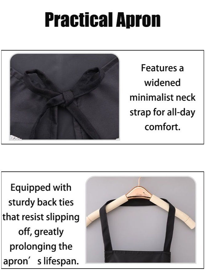 2PCS Kitchen Chef Apron With Pockets and  Adjustable Water & Oil Resistant, for Cooking Baking Hairstylist Woodworking Welding Carpenter Work Bib Apron (Black+Coffee) - Image 4