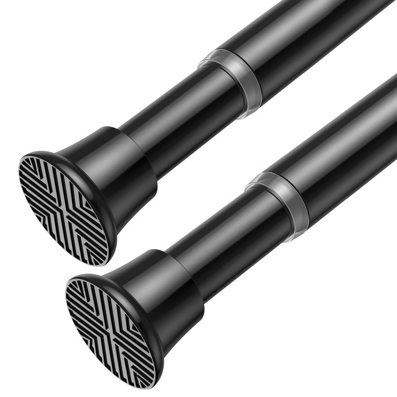 AIZESI 2Pack Tension Curtain Rod 2346 Inch No Drilling Adjustable Black Tension Rod Extendable Spring Loaded Curtain Rods for Window Doorway Kitchen Closet Bathroom