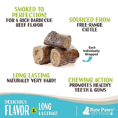 Raw Paws Smoked Beef Marrow Bones for Dogs - 3-4-Inch (8-Count) Packed in USA - Long Lasting Beef Bones - Bone Treat - Dog Chew for Aggressive Chewers - Dog Marrow Bone Treats - Image 2