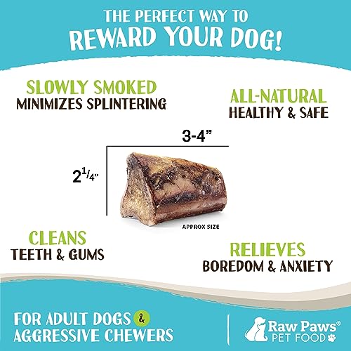 Raw Paws Smoked Beef Marrow Bones for Dogs - 3-4-Inch (8-Count) Packed in USA - Long Lasting Beef Bones - Bone Treat - Dog Chew for Aggressive Chewers - Dog Marrow Bone Treats - Image 3