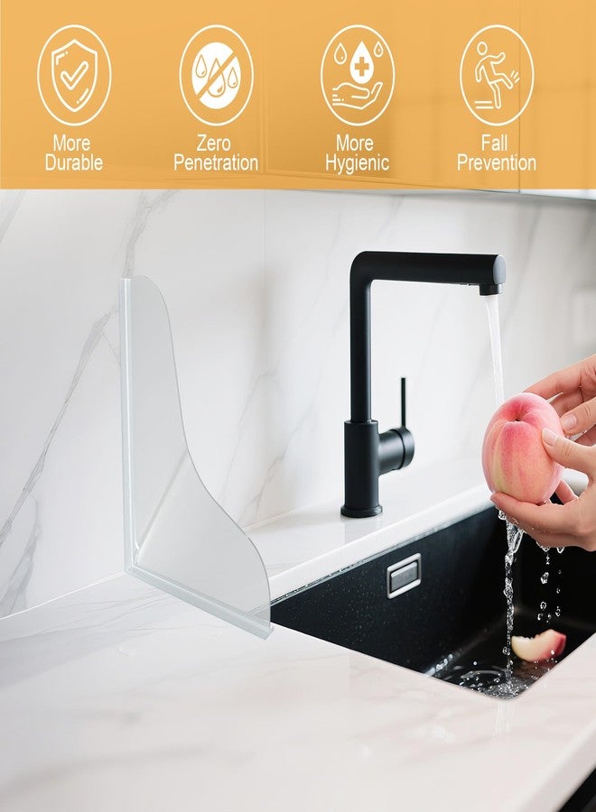 Mofason Silicone Shower Splash Guard, Clear Bathtub Corner Splash Guard, Bathroom Shower Water Guard Can Be Used in Washbasin, Tubs, Sinks Etc - 2Pack - Image 3