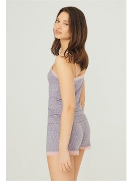 COTTONHILL Gray Patterned Thin Strappy Shorts Cotton Pajama Set  - Image 2