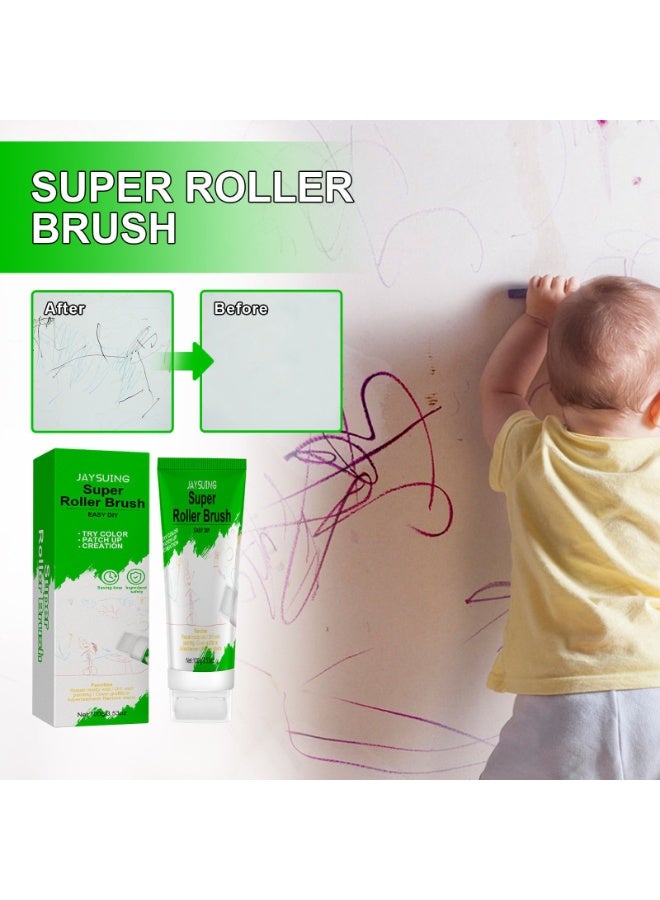 Jaysuing Rolling Brush Wall Latex Paint, Wall Paint Repair Wall Paste, Wall Repair Paste Roller Tool, Small Roller Brush Wall Repair Tool, Wall Repair Roller for Touch Up Home Office Inner Wall Stain - Image 1