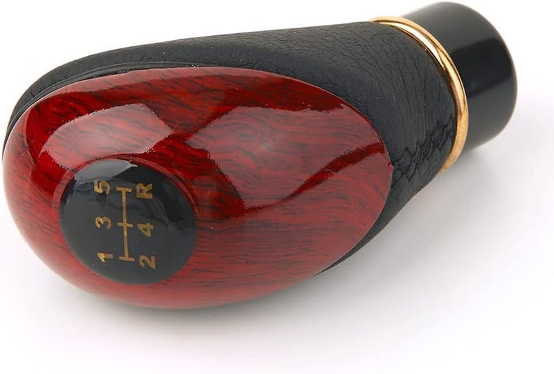 Dhanvine Wooden PU Leather Manual Black Gear Shift Knob Compatible with Toyota Etios - Image 4