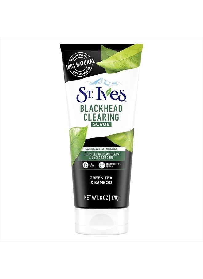 ST. Ives - Blackhead Clearing Face Scrub Clears Blackheads & Unclogs Pores Green Tea & Bamboo With Oil-Free Salicylic Acid Acne Medication, Made with 100% Natural Exfoliants 6 oz - Image 1