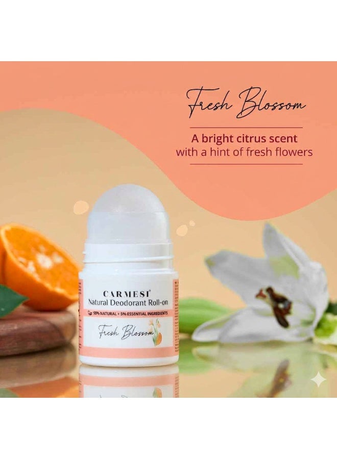 كارميسي مجموعة مزيلات العرق الدوارة لمنطقة تحت الإبط للنساء من Carmesi - تشكيلة Glow Revive وFresh Blossom وSweet Summer (3 عبوات × 50 مل) | يقلل من التصبغات ويتحكم في الروائح | لمنطقة تحت الإبطين تنعم بالانتعاش | يحتوي على 2% (وزناً/وزناً) من حمض الساليسيليك - Image 3