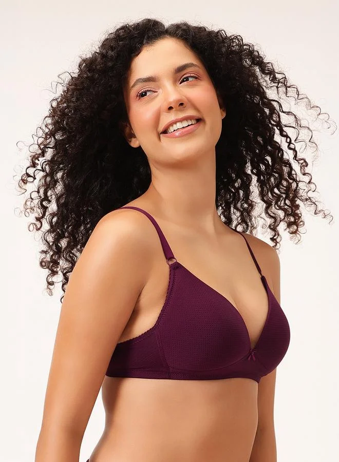 Clovia Padded Non-Wired Demi Cup Self-Textured Multiway Plunge Bra
