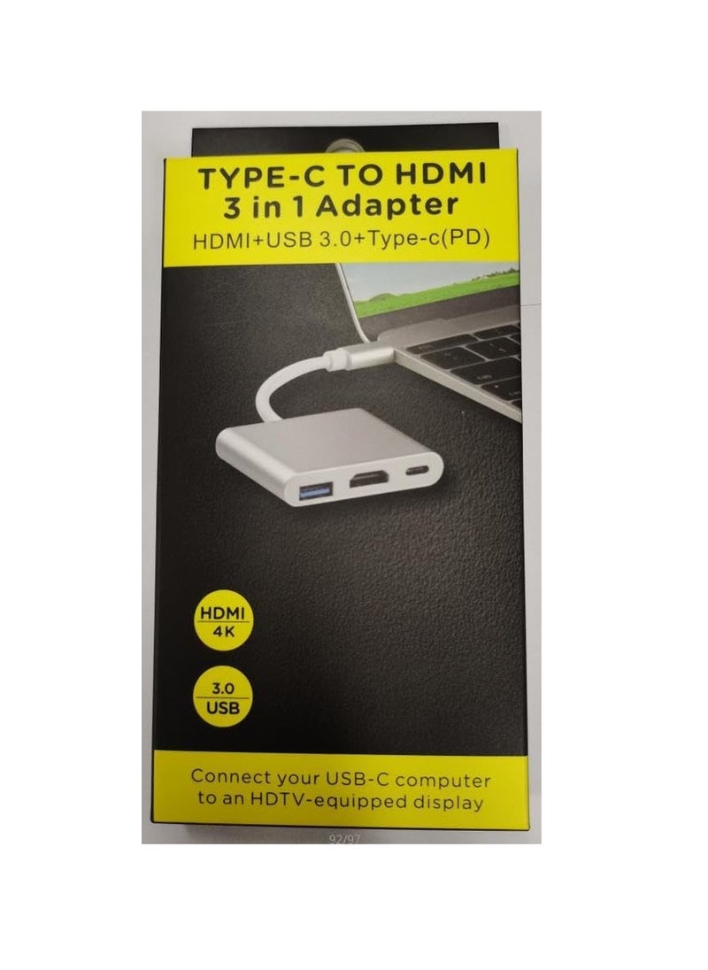 Generic 3-in-1 USB C Adapter with 4K HDMI, USB 3.0 & Type-C Power Delivery  - Image 1