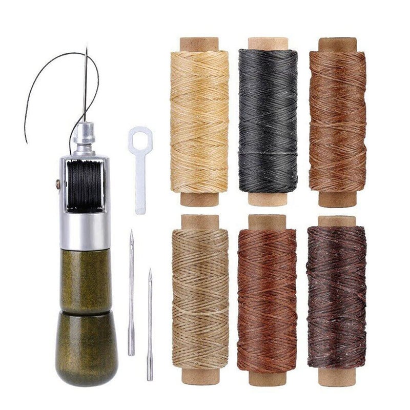 TEAMWILL Leather Sewing Awl Thread Kit with Waxed Thread Manual Speedy Stitcher Tool (Type 1) - Image 1