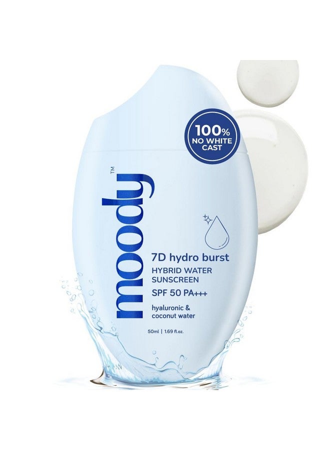 Moody واقي شمس مائي هيدرو بيرست مع حمض الهيالورونيك و SPF 50 PA +++ حماية من الأشعة فوق البنفسجية واقي شمس SPF 50 مرطب للوجه واقي شمس للبشرة الدهنية مقاوم للعرق واقي شمس للرجال والنساء 50 مل - Image 1