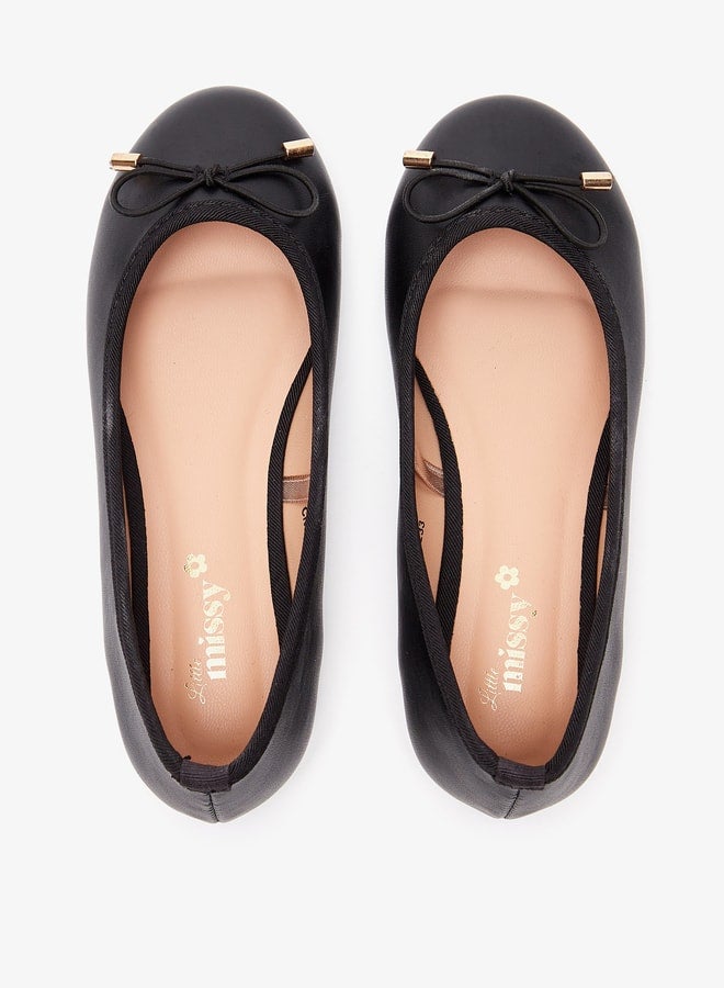 ميسي حذاء باليرينا بنعل داخلي مبطن للبنات بتصميم سهل الارتداء ومقدمة مستديرة وزخرفة فيونكة - Image 5