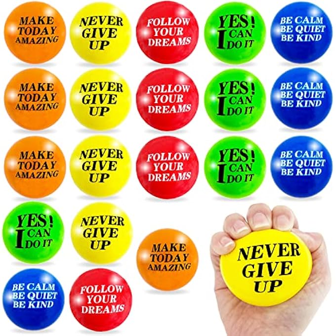Baaxxango 20 Pcs 2.5 inch Motivational Stress Balls Colorful Foam Balls,Inspirational Stress Relief Balls Hand Exercise Balls for Adults Girls Boys Party Favors Gifts - Image 1