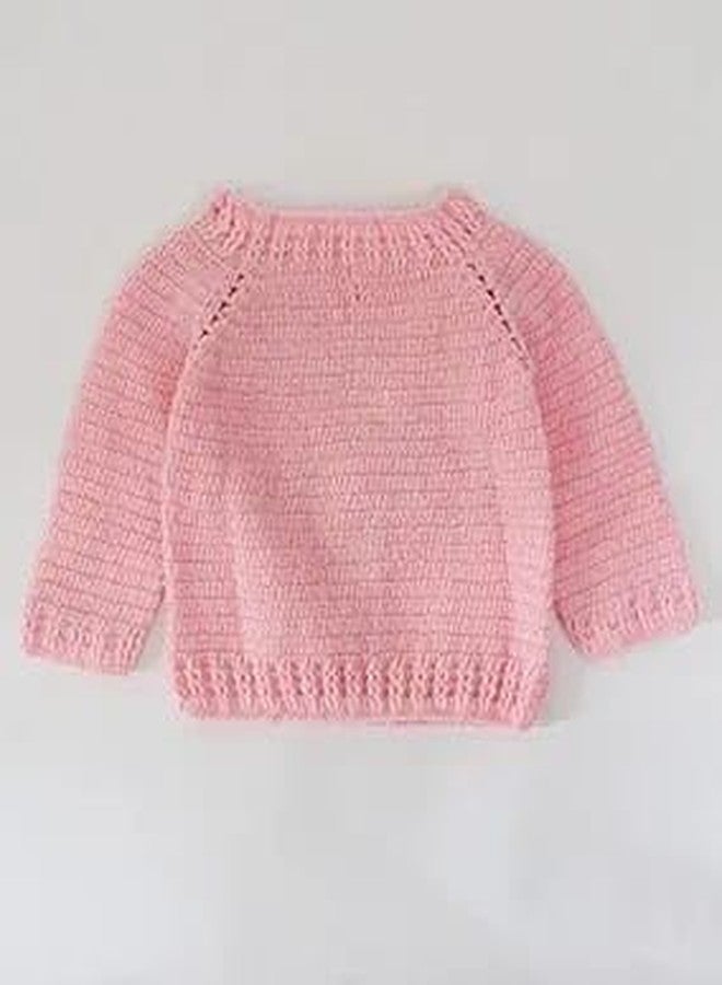 KNIT GEMS Elegant Woven Flower Embroidery Hand Kniting Design for Kids | Knitted Wool | Warm Sweater Pullover Cardigan for Infant | Toddler | Baby Boy & Baby Girl Sweater | Winter wear for Kids(Pink) - Image 2