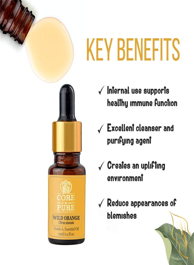 CORE & PURE Wild Orange Grade-A, Essential Oil- Helps in Blemishes & Purifying Skin, Immunity |Natural, Potent|- 12ml - Image 3