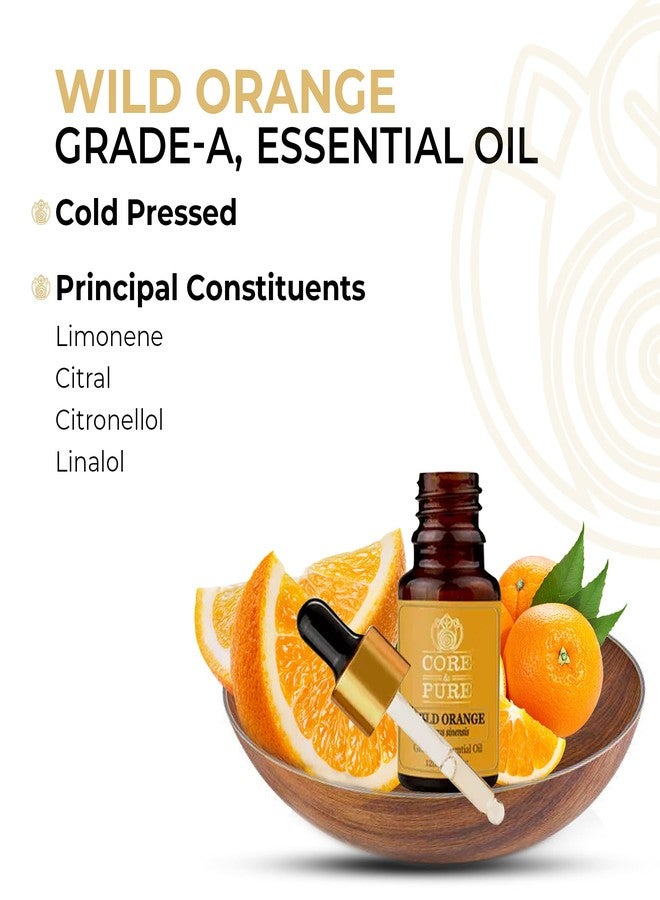 CORE & PURE Wild Orange Grade-A, Essential Oil- Helps in Blemishes & Purifying Skin, Immunity |Natural, Potent|- 12ml - Image 2