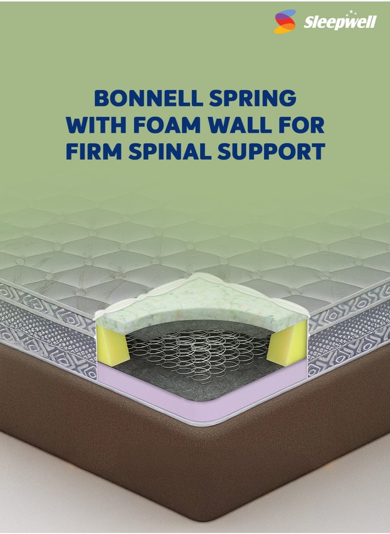 Sleepwell Spine Plus Regular | Visco Rebonded Foam | Super King Bed Size | Bonnell Spring | Neem Fresche Technology | Anti Sag Mattress (200L x 200W x 20H cm)