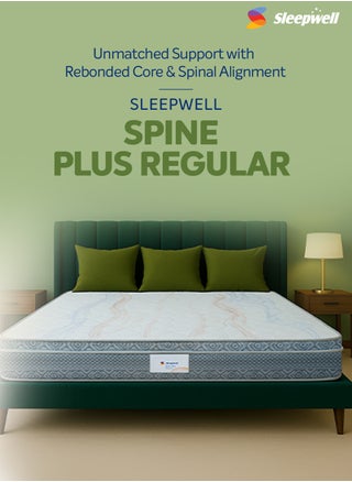 Sleepwell Spine Plus Regular | Visco Rebonded Foam | Super King Bed Size | Bonnell Spring | Neem Fresche Technology | Anti Sag Mattress (200L x 200W x 20H cm) - pzsku/ZC09DDCCAF3D1405352D7Z/45/1750247497/75a63dbf-5a9a-4787-ad72-1611b7d591de