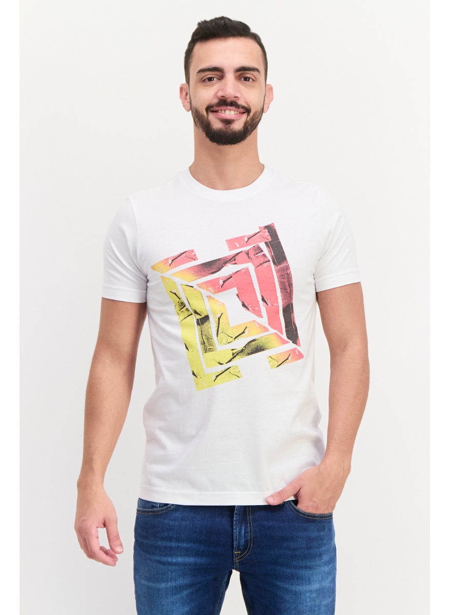 Free Soul Men Crew Neck Short Sleeve Graphic Print Troon T-Shirt, White Combo  - Image 1