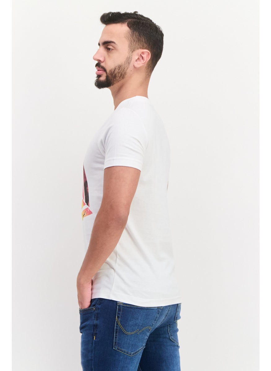 Free Soul Men Crew Neck Short Sleeve Graphic Print Troon T-Shirt, White Combo  - Image 4