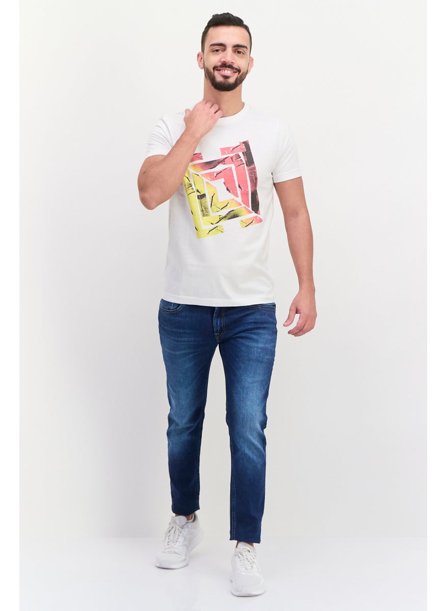Free Soul Men Crew Neck Short Sleeve Graphic Print Troon T-Shirt, White Combo  - Image 3