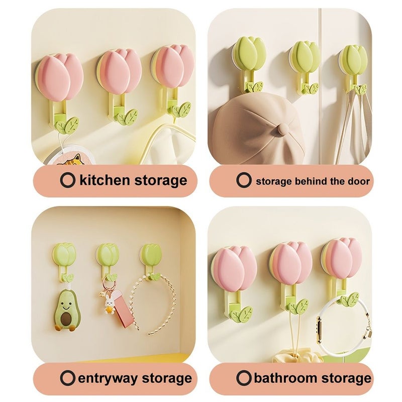 Red No Drill Shower Holder With Suction Cup For Small Bath Hooks - Image 4