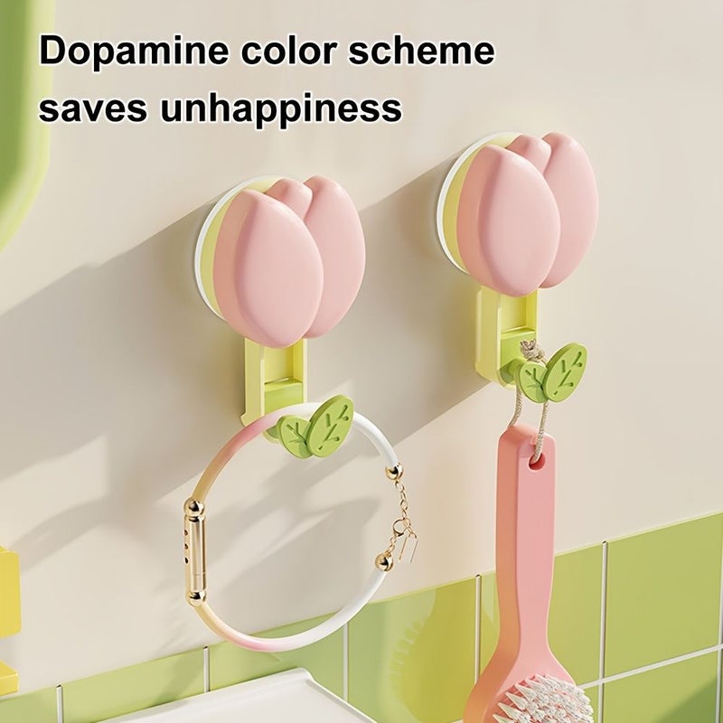 Red No Drill Shower Holder With Suction Cup For Small Bath Hooks - Image 1