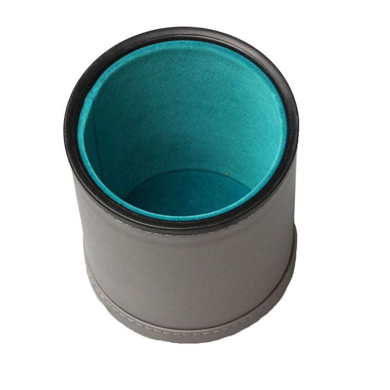 RERIVER Leatherette Dice Cup Set Felt Lined with 16mm Dot Dices Shaker for Yahtzee Bar Party Dice Games - Grey - Image 4