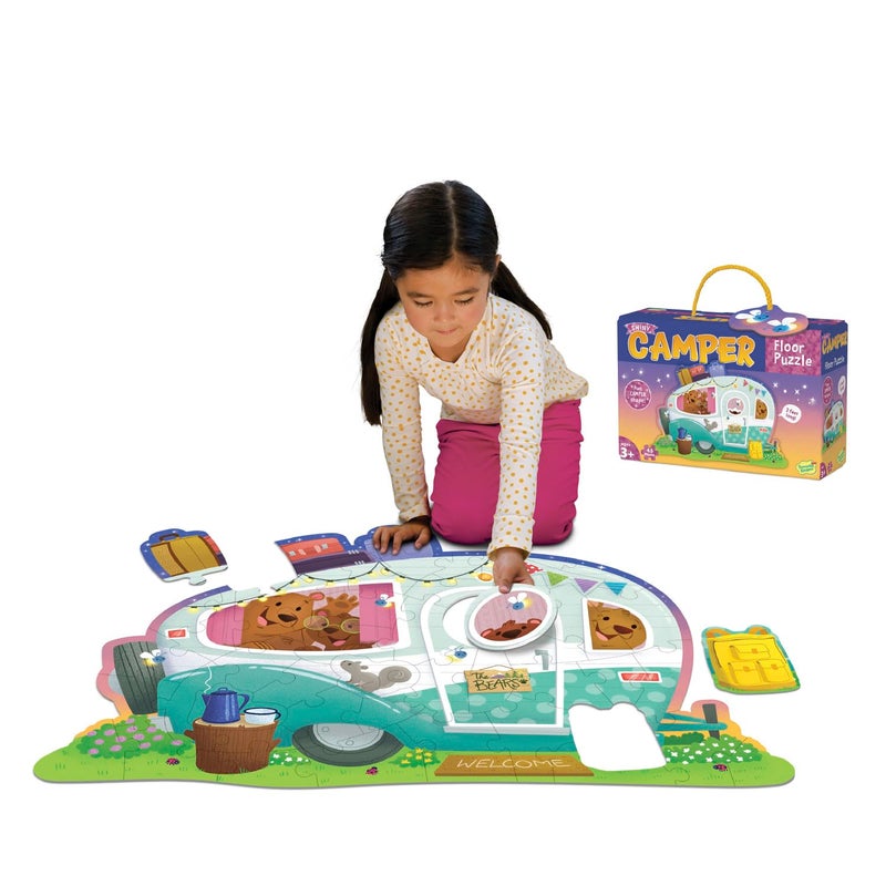 Peaceable Kingdom Shiny Camper Floor Puzzle Giant Camping Puzzle for Kids Ages 3 up Fun Camper Shape Great for Classrooms - Image 3