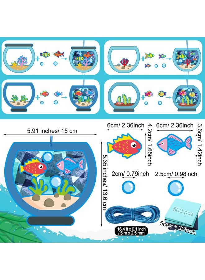 Chiisong 24 Sets Fishbowl Paper Crafts for Kids Fish Tissue Paper Sign Craft Kit Make Your Own Aquarium DIY Paper Craft Art Projects for Kids Fun Classroom Home Activities, 4 Styles - Image 2