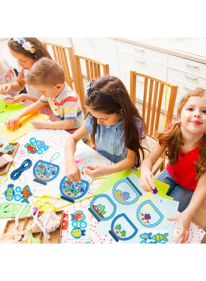 Chiisong 24 Sets Fishbowl Paper Crafts for Kids Fish Tissue Paper Sign Craft Kit Make Your Own Aquarium DIY Paper Craft Art Projects for Kids Fun Classroom Home Activities, 4 Styles - Image 4