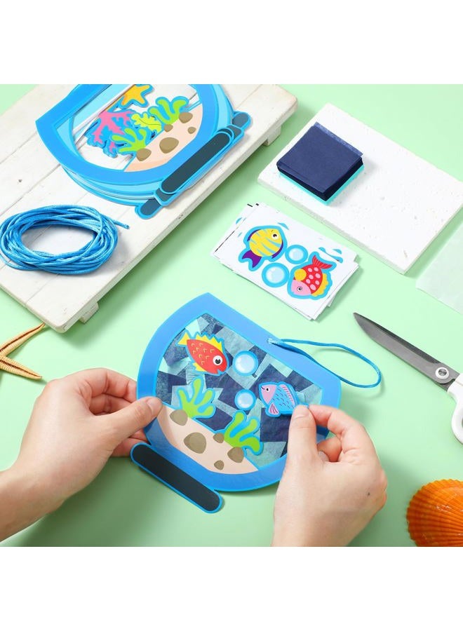 Chiisong 24 Sets Fishbowl Paper Crafts for Kids Fish Tissue Paper Sign Craft Kit Make Your Own Aquarium DIY Paper Craft Art Projects for Kids Fun Classroom Home Activities, 4 Styles - Image 3