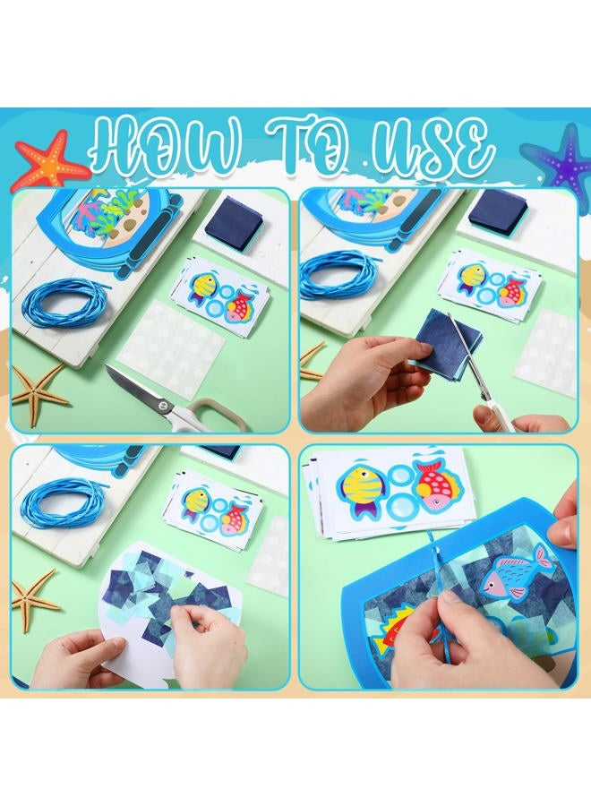 Chiisong 24 Sets Fishbowl Paper Crafts for Kids Fish Tissue Paper Sign Craft Kit Make Your Own Aquarium DIY Paper Craft Art Projects for Kids Fun Classroom Home Activities, 4 Styles - Image 5