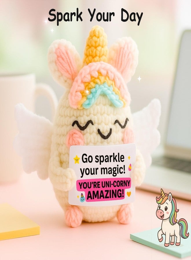 TWPER Birthday Unicorn Gifts for Women Girls, Positive Crochet Animals Emotional Support for Friends Daughter Coworkers Mom - Image 3
