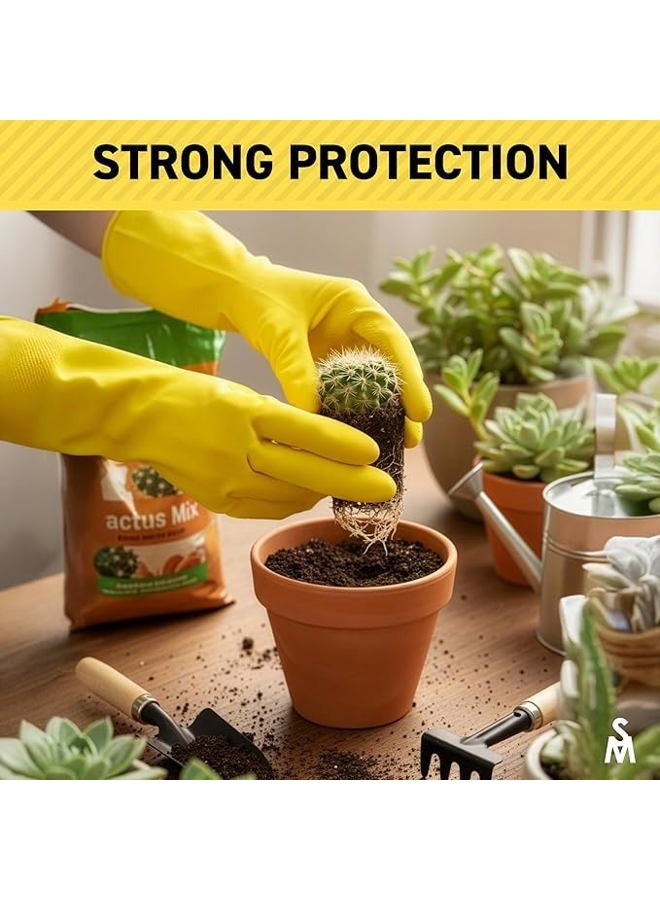 SteadMax 3 Pack Yellow Cleaning Gloves, Professional Natural Rubber Latex Gloves, Medium Size (3 Pairs) - Image 4