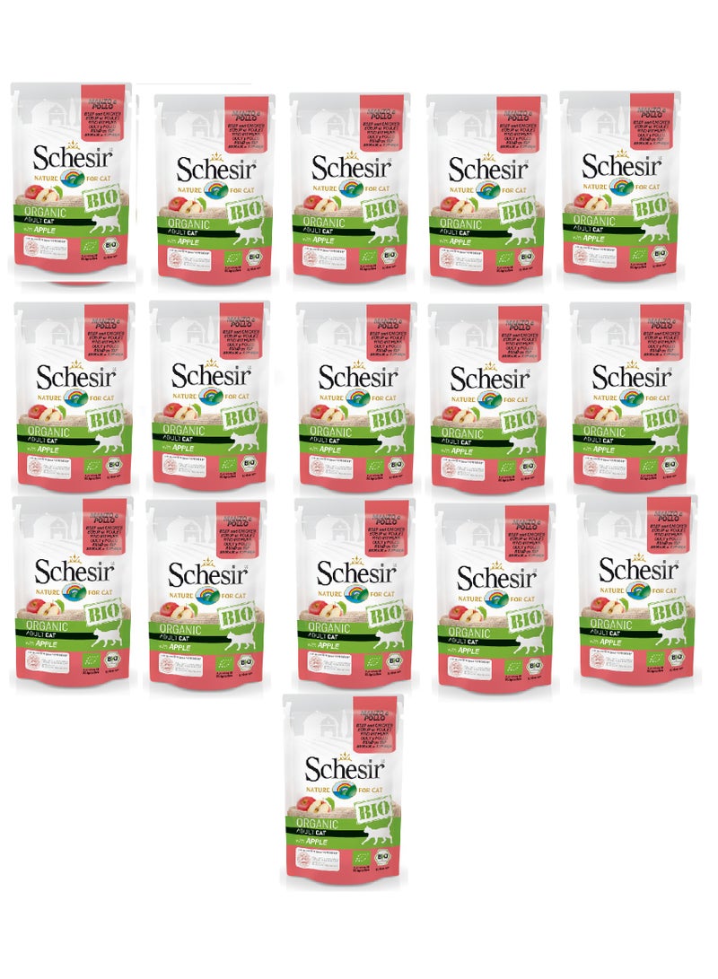Schesir 16PC Bio Beef And Chicken With Apple For Cats 85g  - Image 1