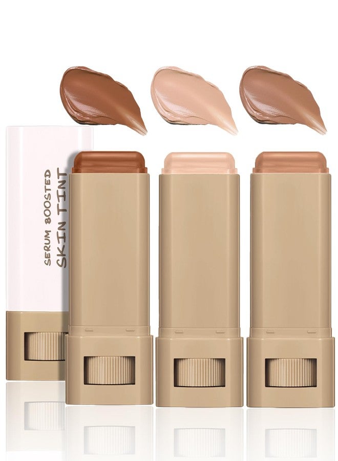 Loobexery 3 Pcs Beauty Balm Serum Boosted Skin Tint Foundation Stick Solid Tinted Moisturizing Serum Contour Stick for Flawless, Sheer to Medium Coverage, Radiant & Dewy Finish, Face Tinted Foundation(3# 5# 6#) - Image 1