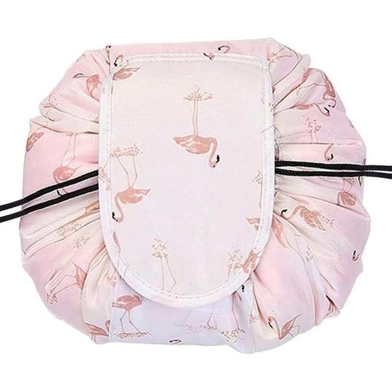 Nirvik Women’s Portable Waterproof Cosmetic Bag | Lazy Travel Makeup Organizer with Drawstring, Compact & Multi-Pocket Toiletry Bag, Versatile Storage for Makeup & Travel (Pink Duck Bag) - Image 2