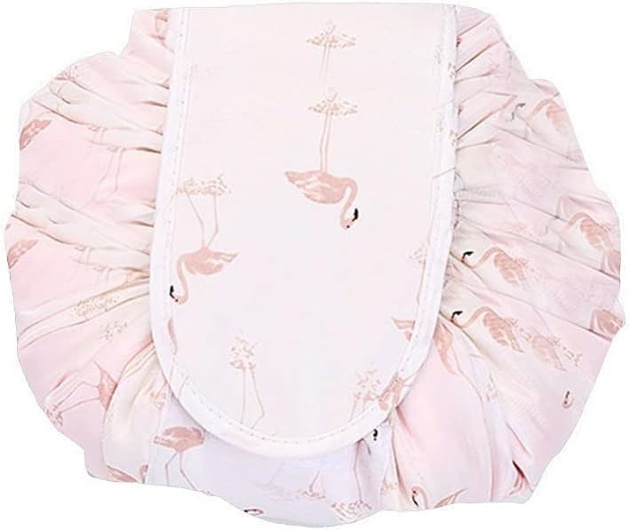 Nirvik Women’s Portable Waterproof Cosmetic Bag | Lazy Travel Makeup Organizer with Drawstring, Compact & Multi-Pocket Toiletry Bag, Versatile Storage for Makeup & Travel (Pink Duck Bag) - Image 1