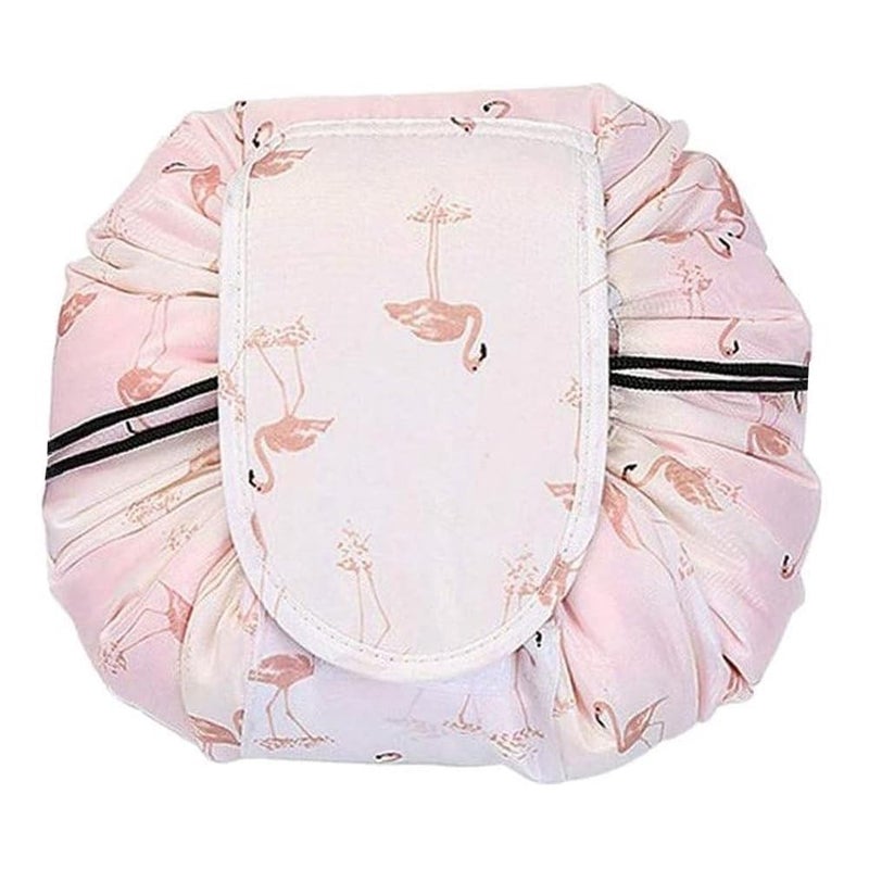 Nirvik Women’s Portable Waterproof Cosmetic Bag | Lazy Travel Makeup Organizer with Drawstring, Compact & Multi-Pocket Toiletry Bag, Versatile Storage for Makeup & Travel (Pink Duck Bag) - Image 4