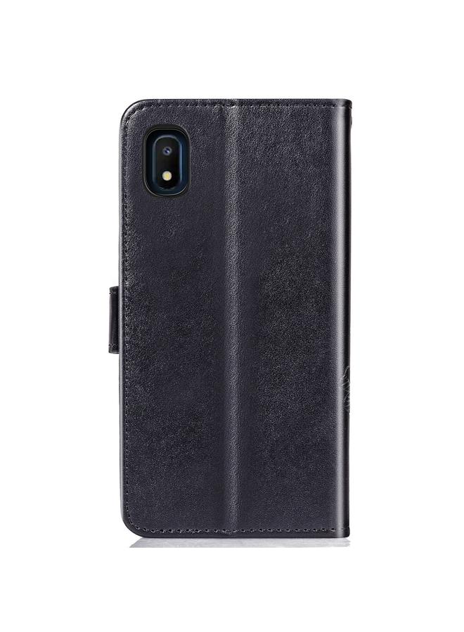 اس-توب جراب لهاتف Samsung Galaxy A10E، جراب جلدي لحماية الهاتف المحمول مزود بمشبك منقوش بأربع أوراق مع حبل وفتحة للبطاقات ومحفظة ووظيفة القوس - Image 2