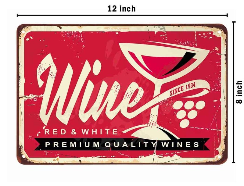AOYEGO Wine Tin Sign Poster With Letter Red and White Wine Vintage Metal Tin Signs for Cafes Bars Pubs Shop Wall Decorative Funny Retro Signs for Men Women 8x12 Inch - Image 2