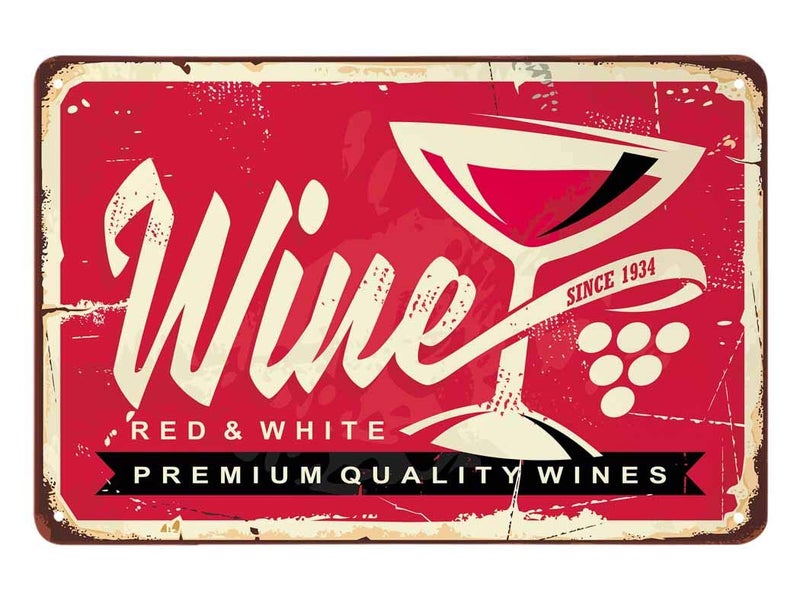 AOYEGO Wine Tin Sign Poster With Letter Red and White Wine Vintage Metal Tin Signs for Cafes Bars Pubs Shop Wall Decorative Funny Retro Signs for Men Women 8x12 Inch - Image 3