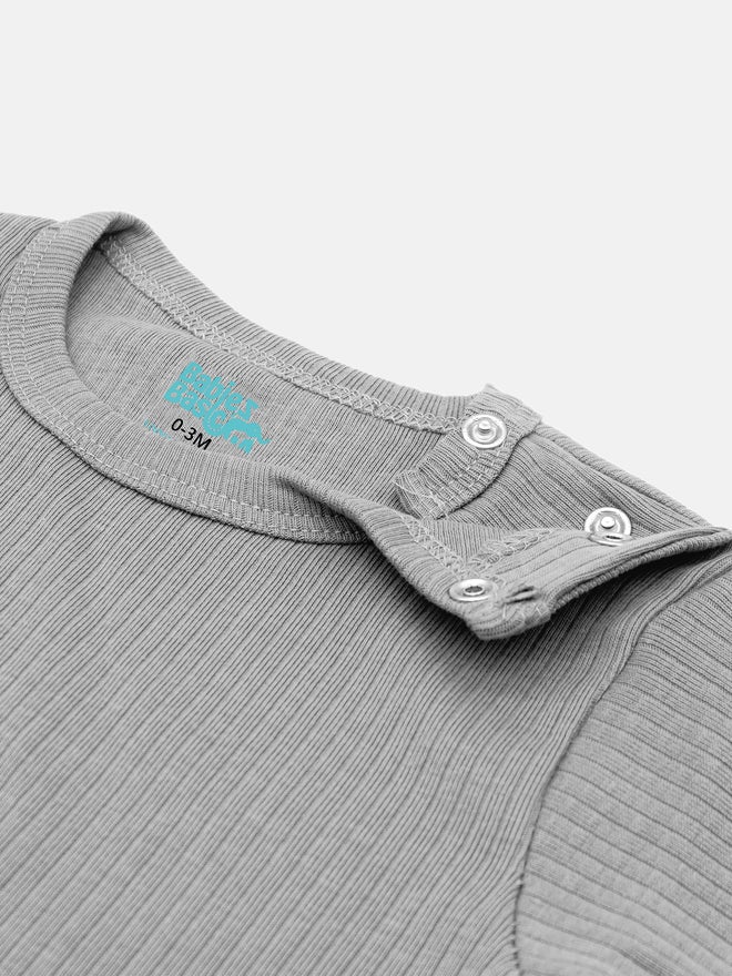 Babies Basic Premium Ribbed Cotton Short Sleeves Romper - Image 5