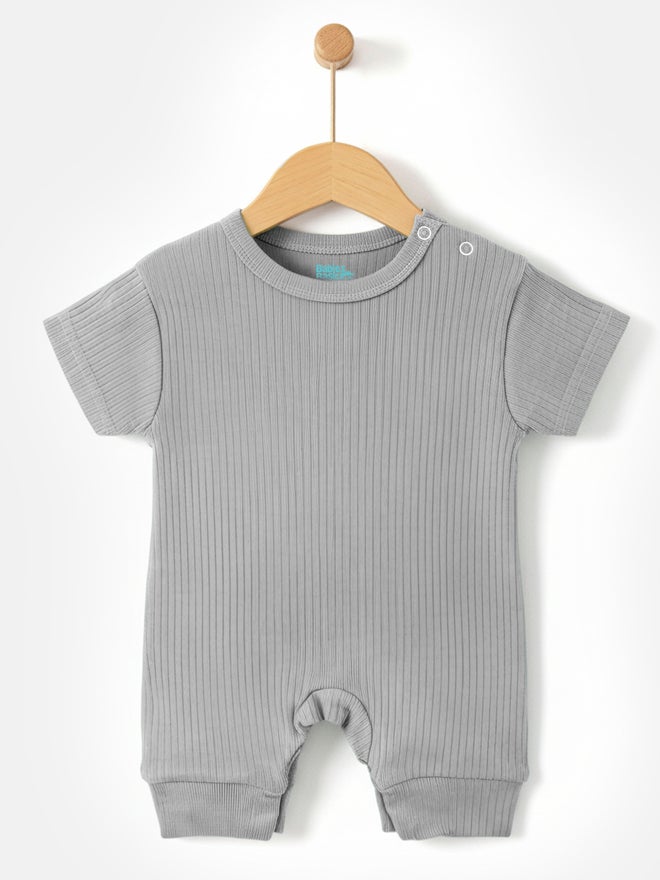 Babies Basic Premium Ribbed Cotton Short Sleeves Romper - Image 4
