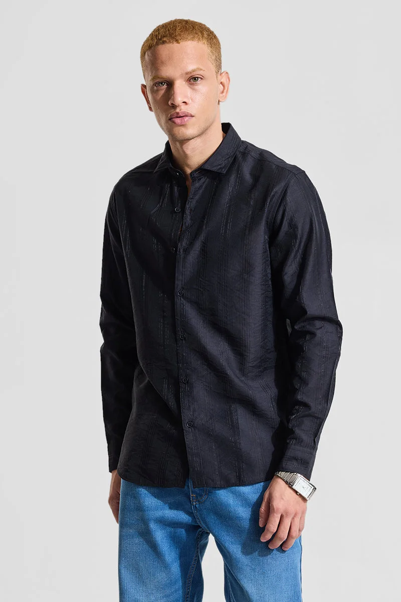 SNITCH Black Stripes Slim Fit Shirt