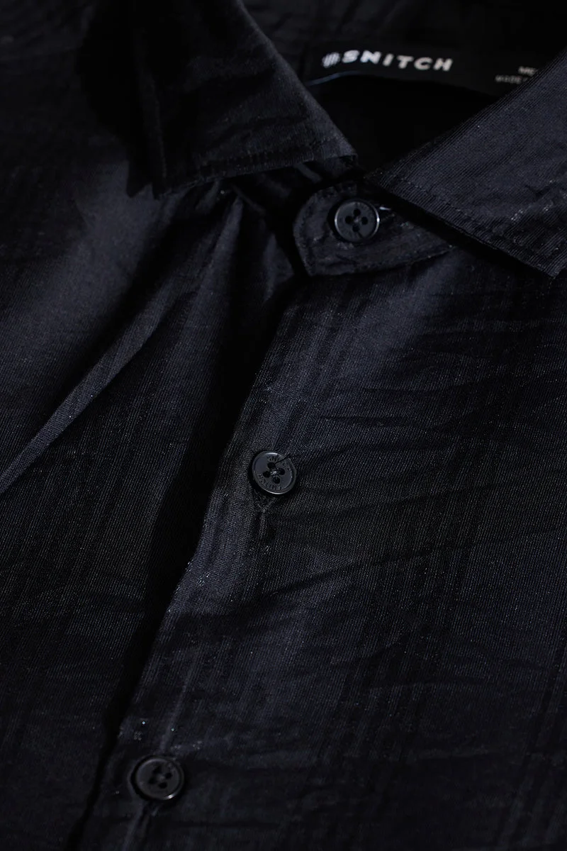 SNITCH Black Stripes Slim Fit Shirt