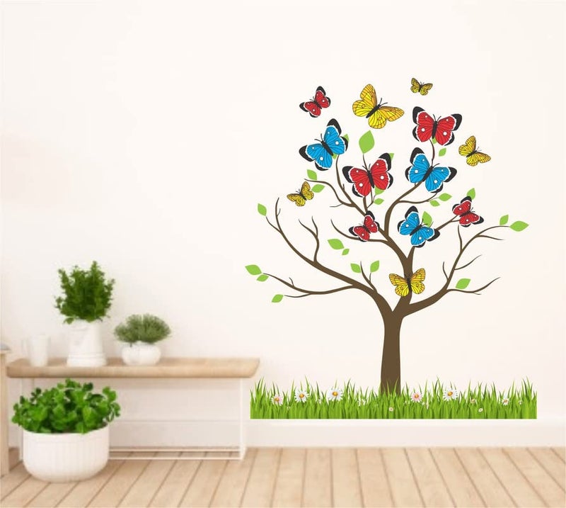 DreamKraft Colorful Butterflies Tree Wall Sticker for Home Decor, Kid's Room, Living Room Decor (Multicolor, PVC Vinyl, Size 51 cm X 41 cm) - Image 2