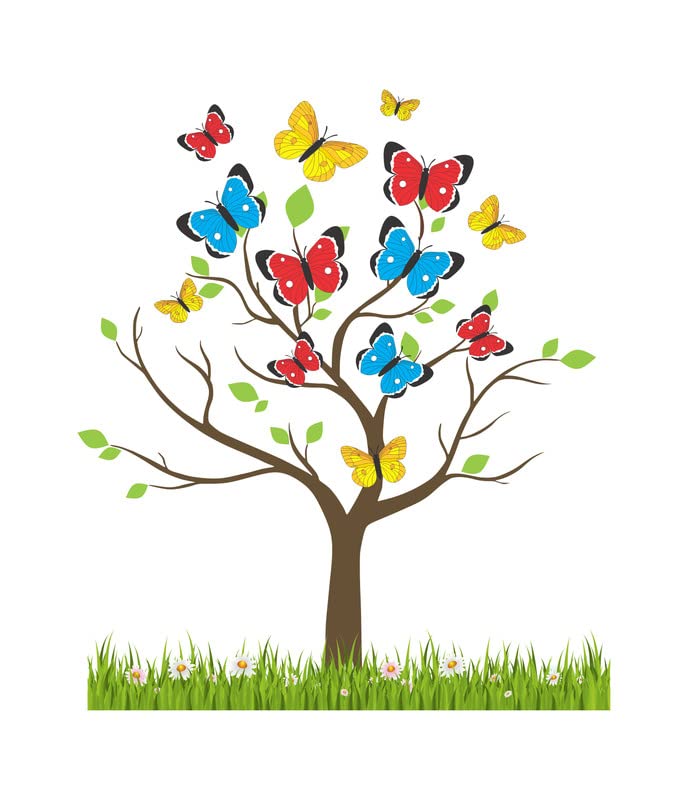 DreamKraft Colorful Butterflies Tree Wall Sticker for Home Decor, Kid's Room, Living Room Decor (Multicolor, PVC Vinyl, Size 51 cm X 41 cm) - Image 1